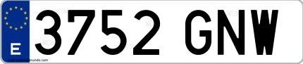 Ejemplo de matrícula española 3752 GNW