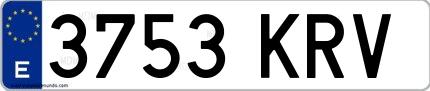 Ejemplo de matrícula española 3753 KRV