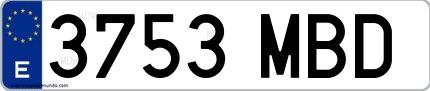 Ejemplo de matrícula española 3753 MBD
