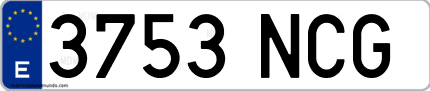 Ejemplo de matrícula de coche ordinaria 3753 NCG