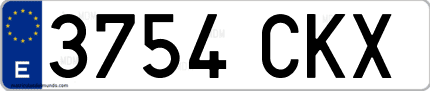 Ejemplo de matrícula de coche ordinaria 3754 CKX