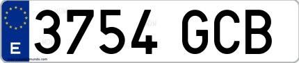 Ejemplo de matrícula española 3754 GCB
