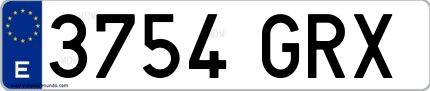 Ejemplo de matrícula española 3754 GRX