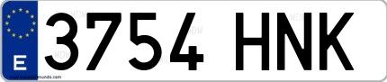 Ejemplo de matrícula española 3754 HNK