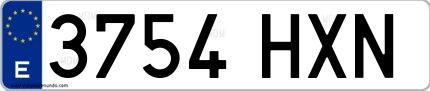 Ejemplo de matrícula española 3754 HXN