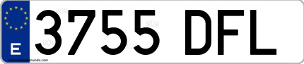 Ejemplo de matrícula de coche ordinaria 3755 DFL