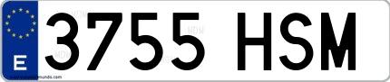 Ejemplo de matrícula española 3755 HSM