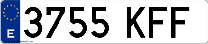 Ejemplo de matrícula de coche ordinaria 3755 KFF
