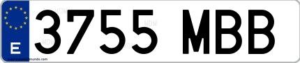 Ejemplo de matrícula española 3755 MBB