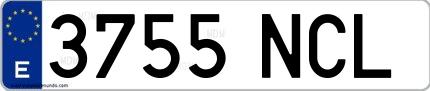 Ejemplo de matrícula española 3755 NCL