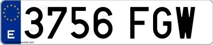 Ejemplo de matrícula española 3756 FGW