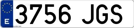 Ejemplo de matrícula española 3756 JGS