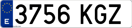 Ejemplo de matrícula de coche ordinaria 3756 KGZ