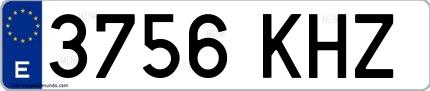 Ejemplo de matrícula española 3756 KHZ