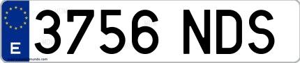 Ejemplo de matrícula española 3756 NDS