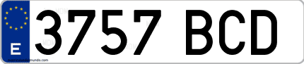 Ejemplo de matrícula de coche ordinaria 3757 BCD