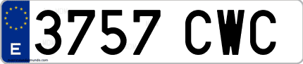 Ejemplo de matrícula de coche ordinaria 3757 CWC