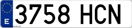 Ejemplo de matrícula española 3758 HCN