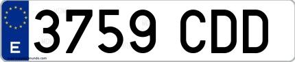 Ejemplo de matrícula española 3759 CDD