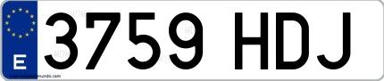 Ejemplo de matrícula española 3759 HDJ