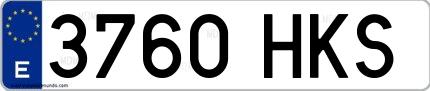 Ejemplo de matrícula española 3760 HKS