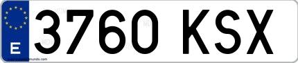 Ejemplo de matrícula española 3760 KSX