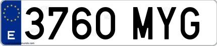 Ejemplo de matrícula española 3760 MYG