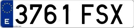 Ejemplo de matrícula española 3761 FSX