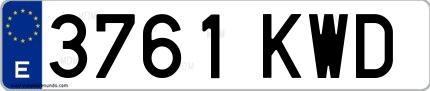 Ejemplo de matrícula española 3761 KWD