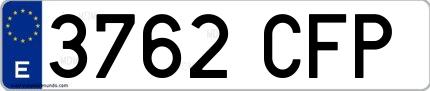 Ejemplo de matrícula española 3762 CFP