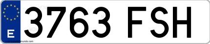 Ejemplo de matrícula española 3763 FSH