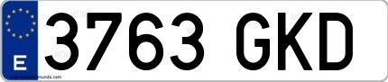 Ejemplo de matrícula española 3763 GKD