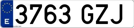 Ejemplo de matrícula española 3763 GZJ