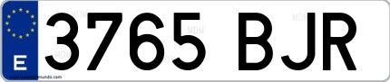 Ejemplo de matrícula española 3765 BJR