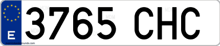 Ejemplo de matrícula de coche ordinaria 3765 CHC