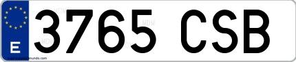 Ejemplo de matrícula española 3765 CSB