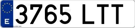 Ejemplo de matrícula española 3765 LTT