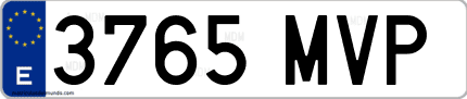 Ejemplo de matrícula de coche ordinaria 3765 MVP