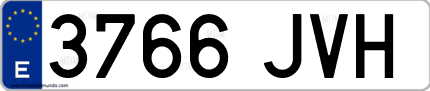 Ejemplo de matrícula de coche ordinaria 3766 JVH