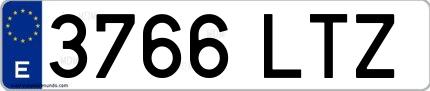 Ejemplo de matrícula española 3766 LTZ