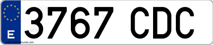 Ejemplo de matrícula de coche ordinaria 3767 CDC