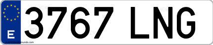 Ejemplo de matrícula de coche ordinaria 3767 LNG