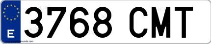Ejemplo de matrícula española 3768 CMT