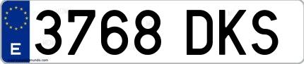 Ejemplo de matrícula española 3768 DKS