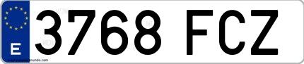 Ejemplo de matrícula española 3768 FCZ
