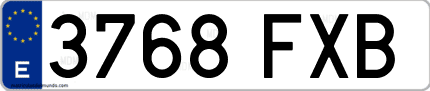 Ejemplo de matrícula de coche ordinaria 3768 FXB