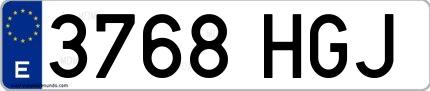 Ejemplo de matrícula española 3768 HGJ