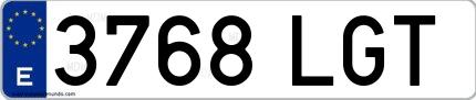 Ejemplo de matrícula española 3768 LGT