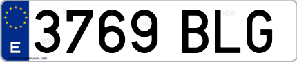 Ejemplo de matrícula de coche ordinaria 3769 BLG