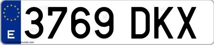 Ejemplo de matrícula española 3769 DKX